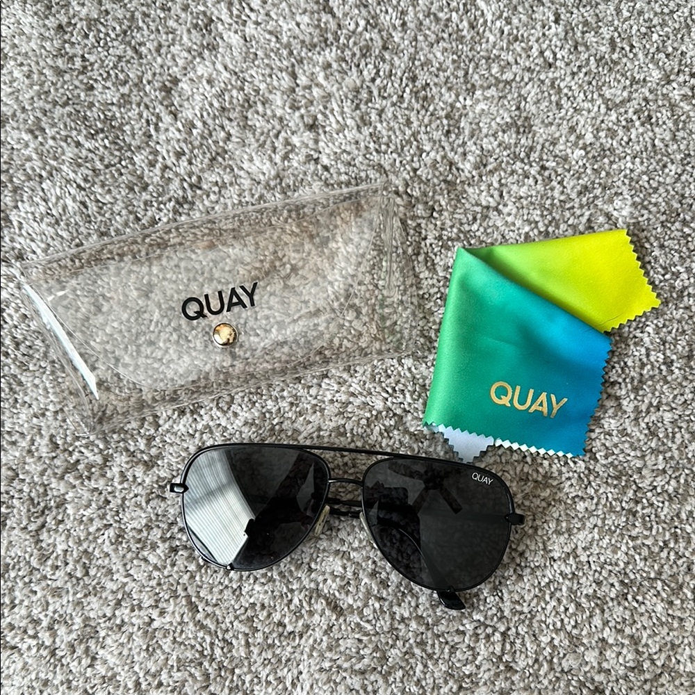 Quay Black Aviator Sunglasses
